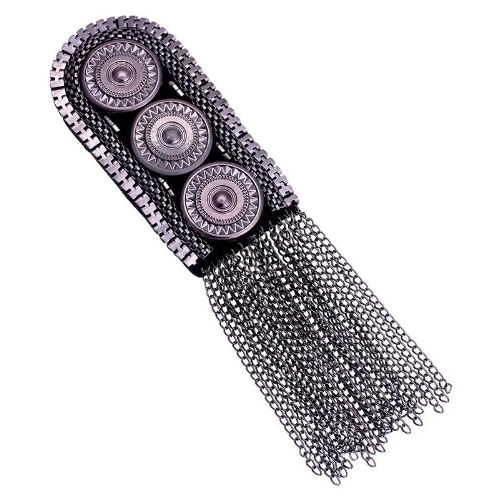 Luxury Alloy Shoulder Epaulets Chain Tassel Decorative Fringe Shoulder Ornament Retro DIY Shoulder Board Unisex