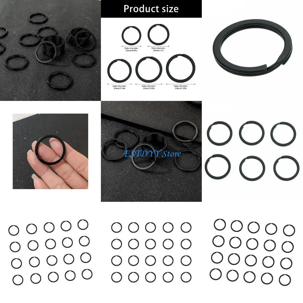 

G6DE 20pcs Metal Flat Keyring Round Split Rings for Keychains and Carabiners