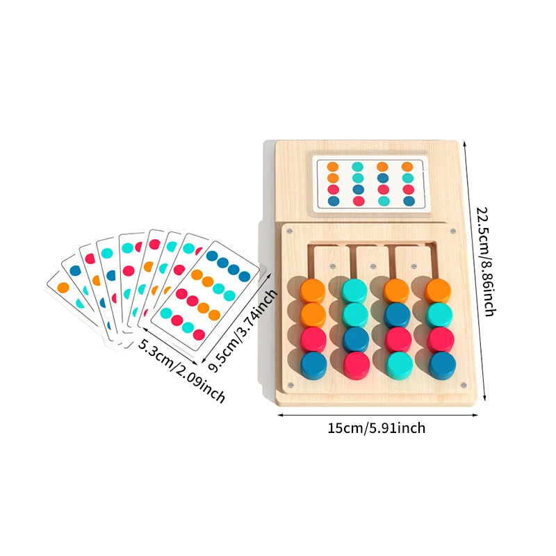 Juego de ajedrez con memoria de madera para niños: juego de mesa de pensamiento lógico de 4 colores para niños en edad preescolar y desarrollo de aprendizaje temprano