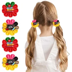 ncmama 2Pcs Cute Back To School Flower Hair Clips Artificial Flowers Hairpin for Kids Girls Barrettes DIY Hair Accessories Gifts