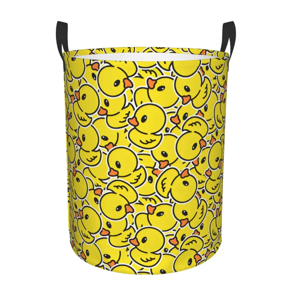 Custom Rubber Duck Bathing Cartoon Pattern Laundry Basket Foldable Large Capacity Clothes Storage Bin Baby Hamper