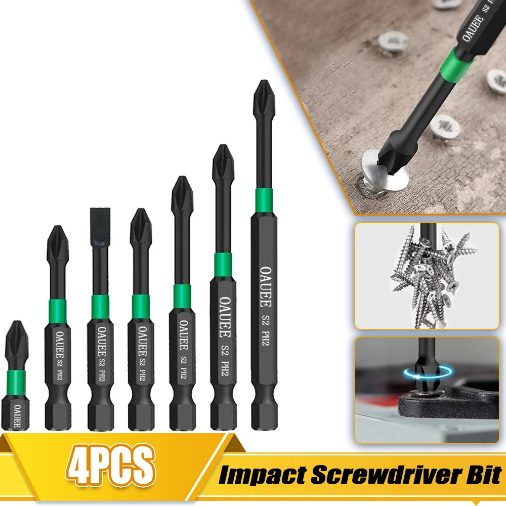 4Pcs Magnetic Batch Head Impact Strong Cross High Hardness 25/50/65/70/90/150mm Anti Non-slip WaterProof PH2 Screwdriver Set