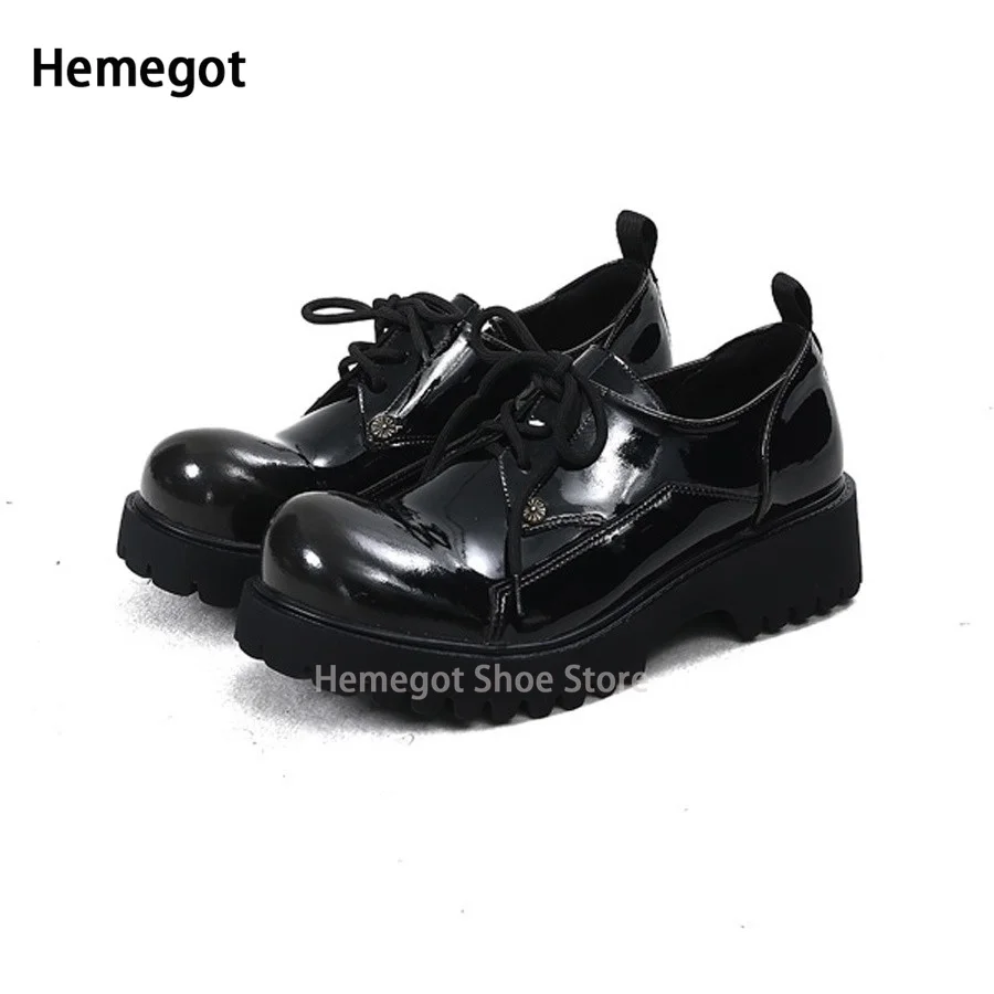 Thick Soles Big Toe Derby Shoes Men 2024 Summer New Brand Design Casual Lace Up Leather Shoes Top Quality Black Dress Shoes