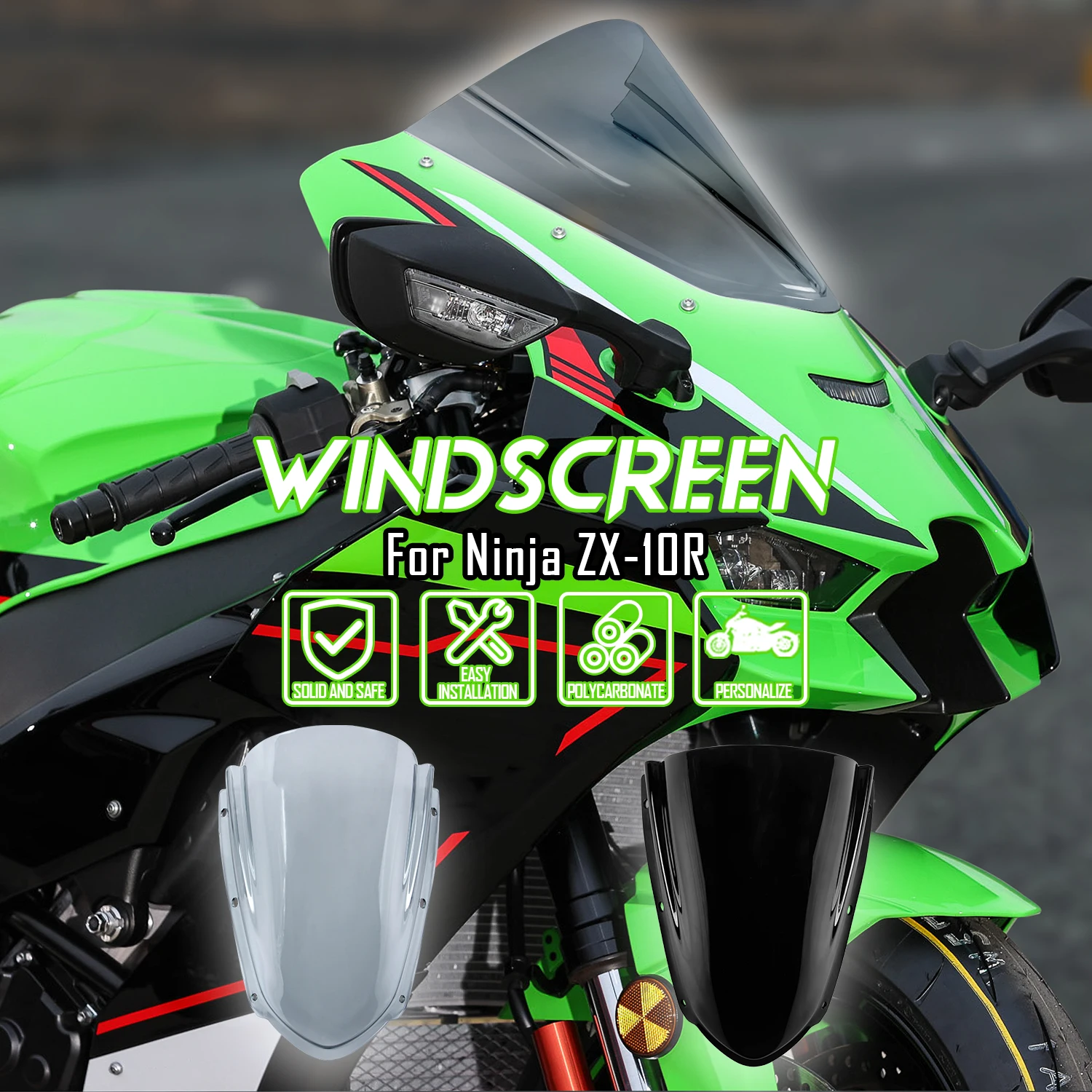 

ZX10R Motorcycle Front Windshield Windscreen For Kawasaki Ninja ZX-10R ZX 10R 2021-2024 Wind shield Screen Air Deflector Visor