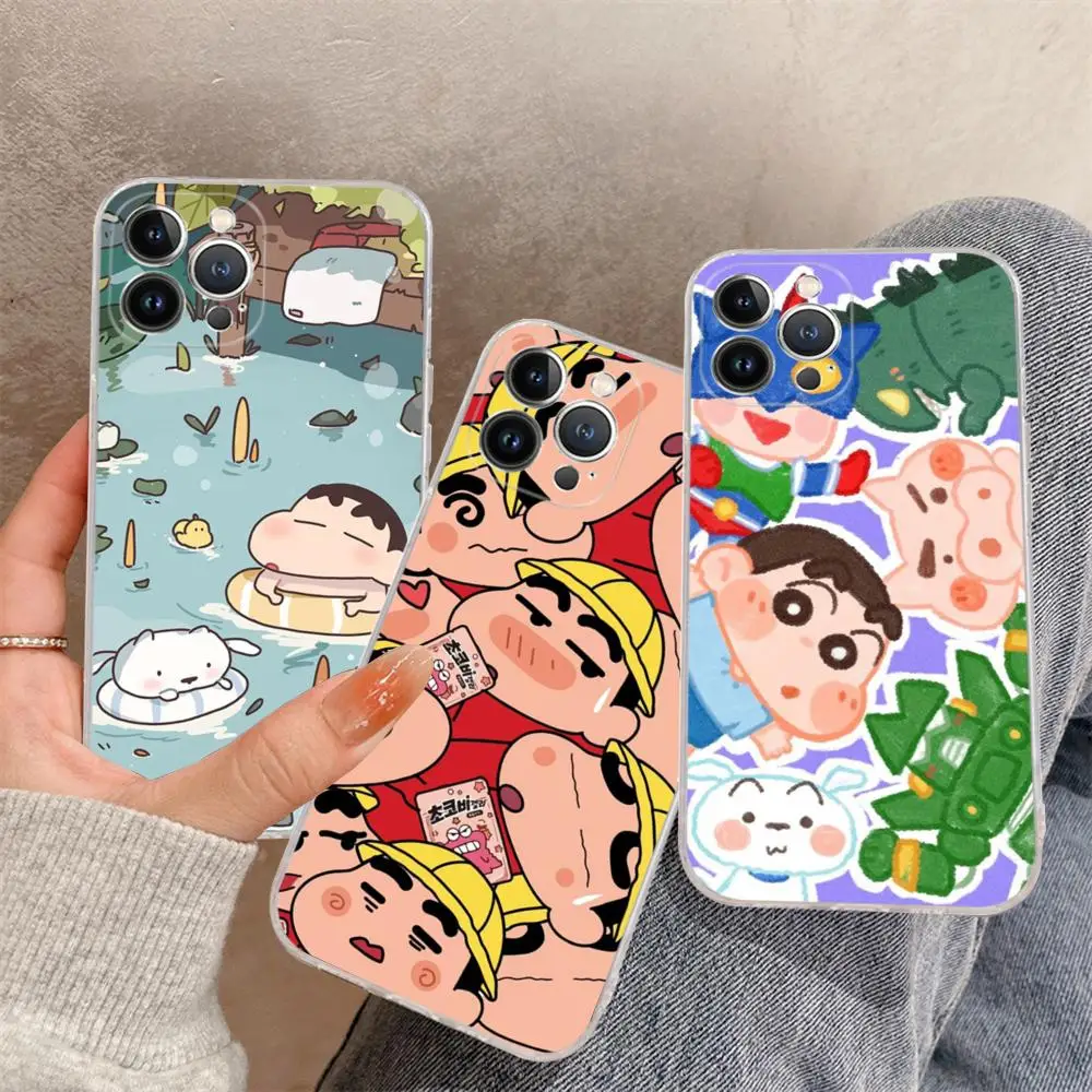 Cartoon S-Shin anime Chan Phone Case For iPhone 15 14 11 12 13 Mini Pro XS Max Cover 6 7 8 Plus X XR SE 2020 Funda Shell