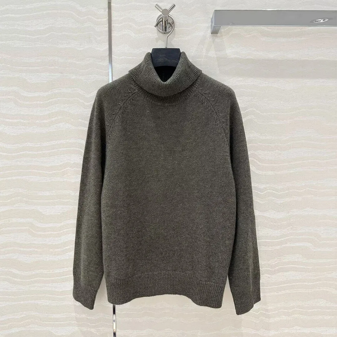 2024 New Autumn Fashion Luxury 100% Cashmere Turtleneck Pullover Women Knitted Sweater Long Sleeve Side Buttons Casual Knitwear