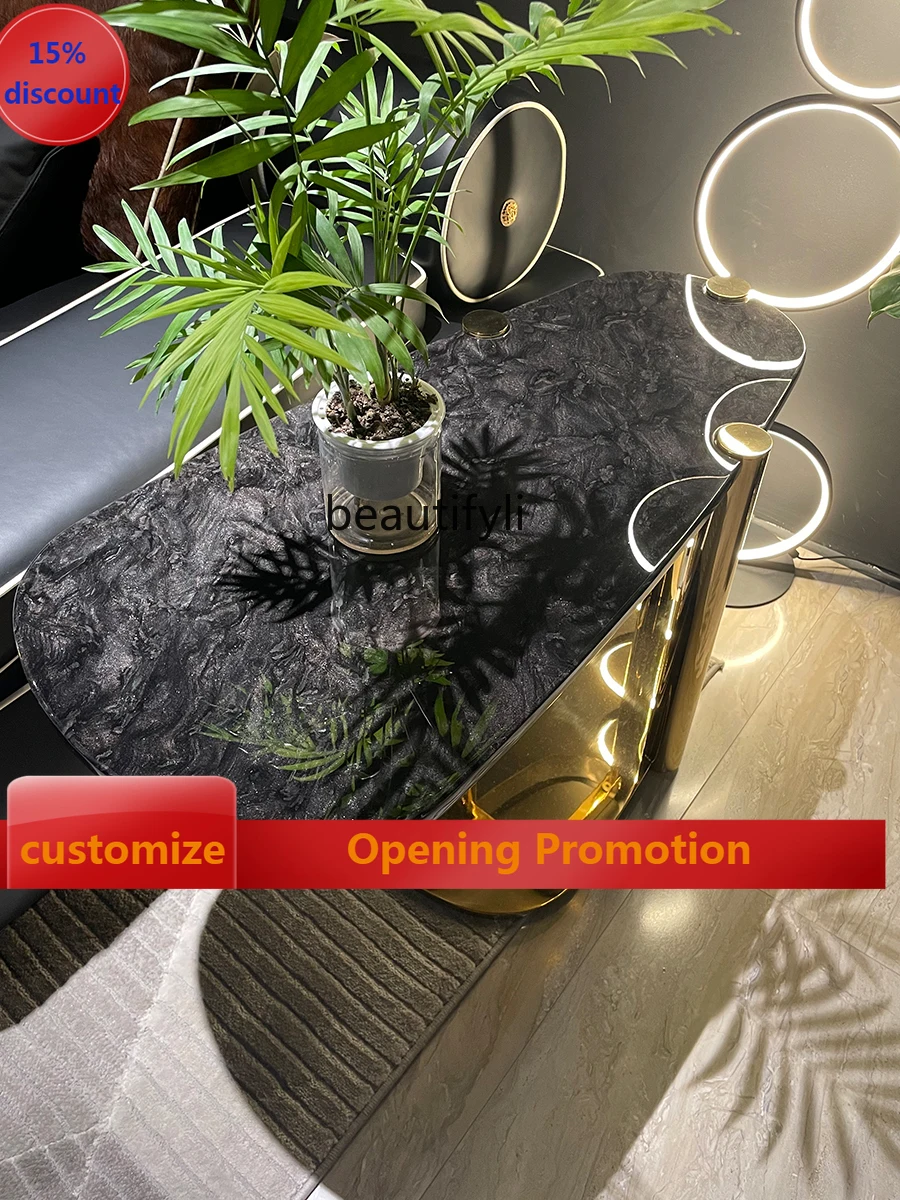 

Designer Sofa Small Coffee Table Table Simple Light Luxury Natural Marble Light Luxury High Sense Side Table furniture G1218