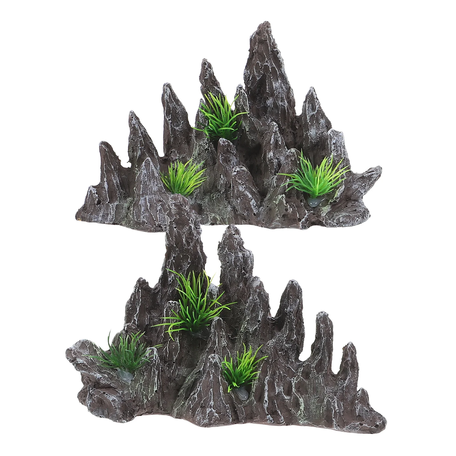 

2Pcs Micro Landscape Aquarium Rockery Resin Stone Artificial Decoration Fish Tank Landscaping Bonsai Accessory Indoor