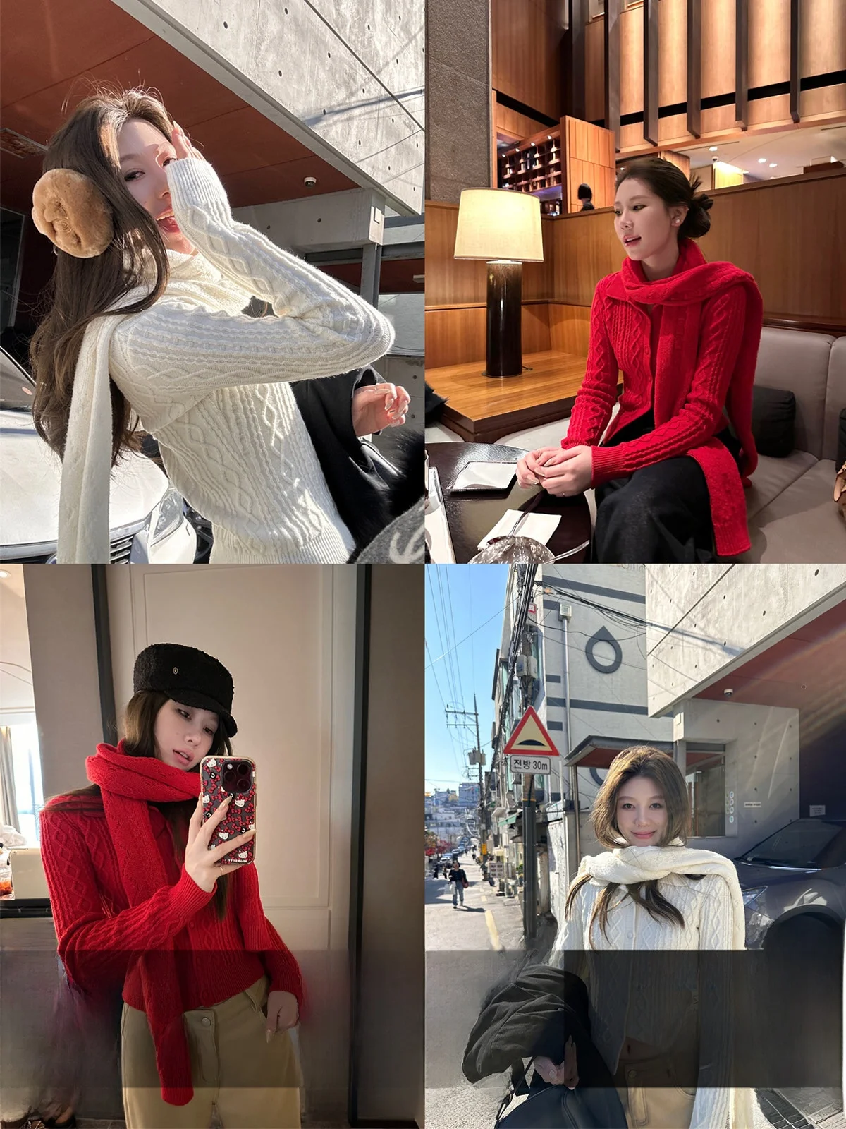 

Cisas Encounter New Year Red Knitted Sweater Heavy Work Twist Knit Cardigan Top for Women Commute Sle Long Sve ...