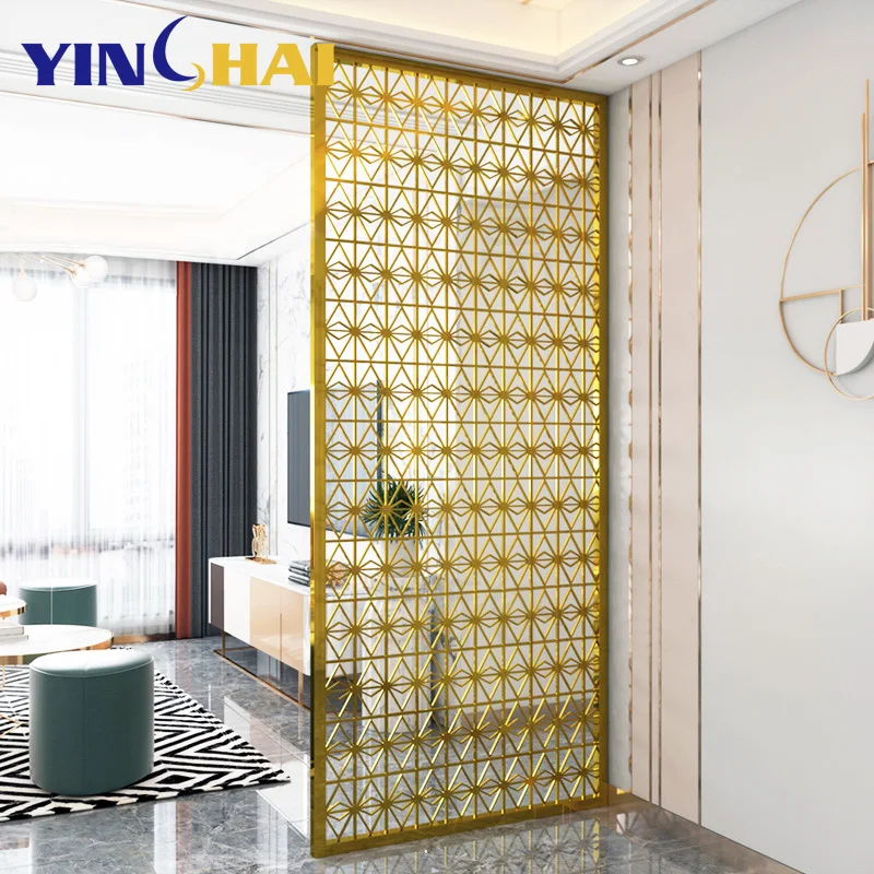 

Modern Luxury Gold Metal Wall Divider Partitions Screen Stainless Steel Screened Partitions Wall Partition Room Divider