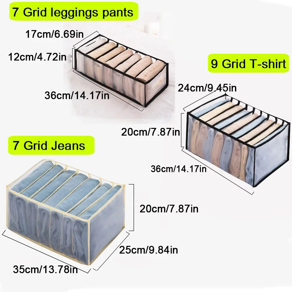 Clothes Organizer Jeans Pants Storage Box Wardrobe Drawer Organizer for Underwear Bra Ties T-Shirt Socks Organization System