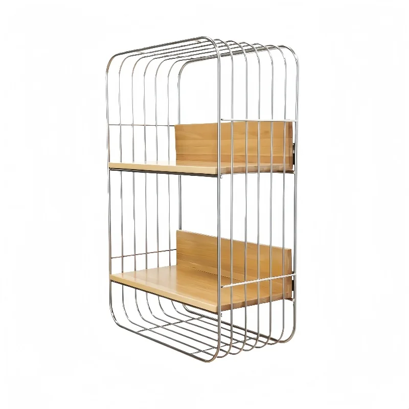 Stainless Steel Wall Mounted Spice Rack 40x20x60cm Modern Minimalist Kitchen Storage Organizer for Seasoning Jars