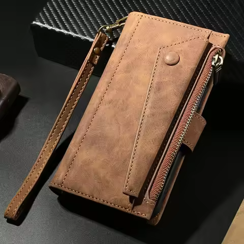 Zipper Leather Flip Case Crossbody for Xiaomi Poco X7 Pro X6 F6 F7 Ultra 5G Luxury Cover Phone M7 M6 F5 X5 X4 X3 NFC Wallet Capa