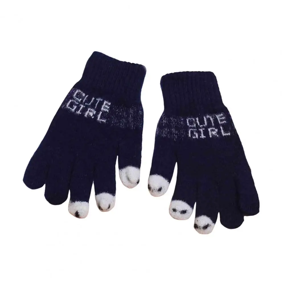 Functional Gloves Typing Gloves Warm Plush Winter Women Gloves with Fingertips for Cycling Skating Anti slip