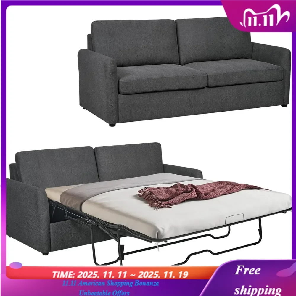 

Convertible Sofa Bed with Pullout Bed, 2 in 1, Memory Foam Mattress Included, Living Room Furniture, Queen Size