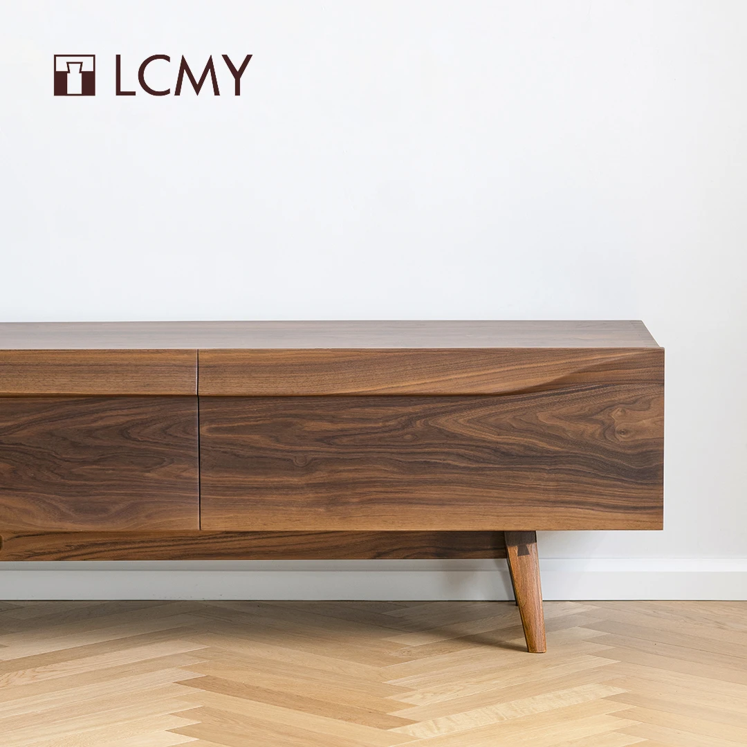 

Luoxia TV cabinet] original design: solid wood audio-visual cabinet, the whole board, black walnut, modern and simple