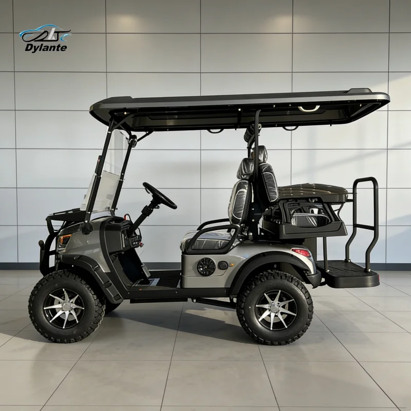 

Купить заводской электрический гольф-квадроцикл, бесплатная батарея, 48 В, 100 Ач, 4 колеса, 4 кВт, двигатель переменного тока, Китайская внедорожная тележка для гольфа
