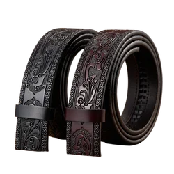 3.5CM wide buckleless cowhide belt high quality suitable for automatic buckle printed business men's belt without buckle