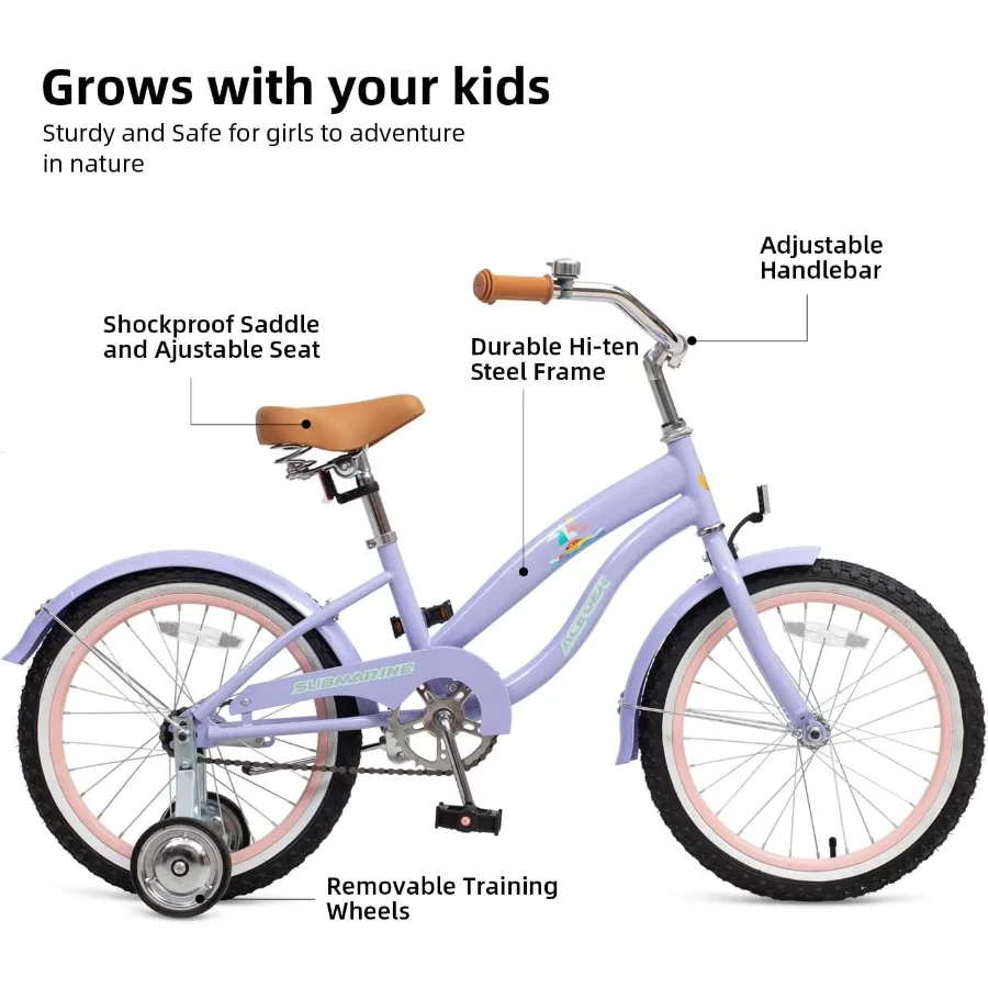 دراجة كروزر الشاطئ للفتيات من عمر 513 سنة متوفرة في 16 18 20 24 مقاسًا مع سرعة واحدة أو خيارات 7 سرعات تتميز بـ Coa