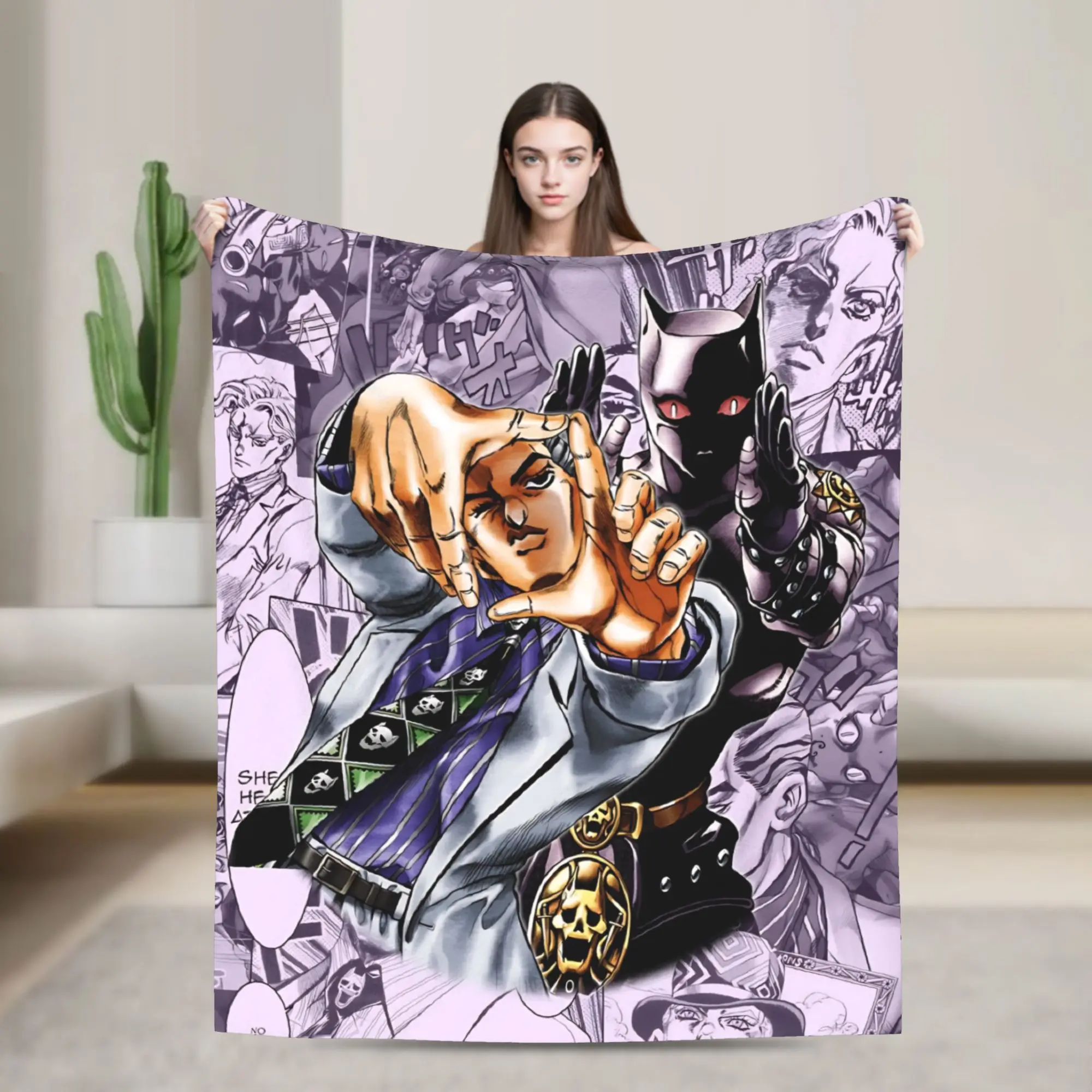 J-JoJos Bizarre Adventure Manga  Blankets Fleece Soft Throw Blankets for Car Sofa Couch Bedspread