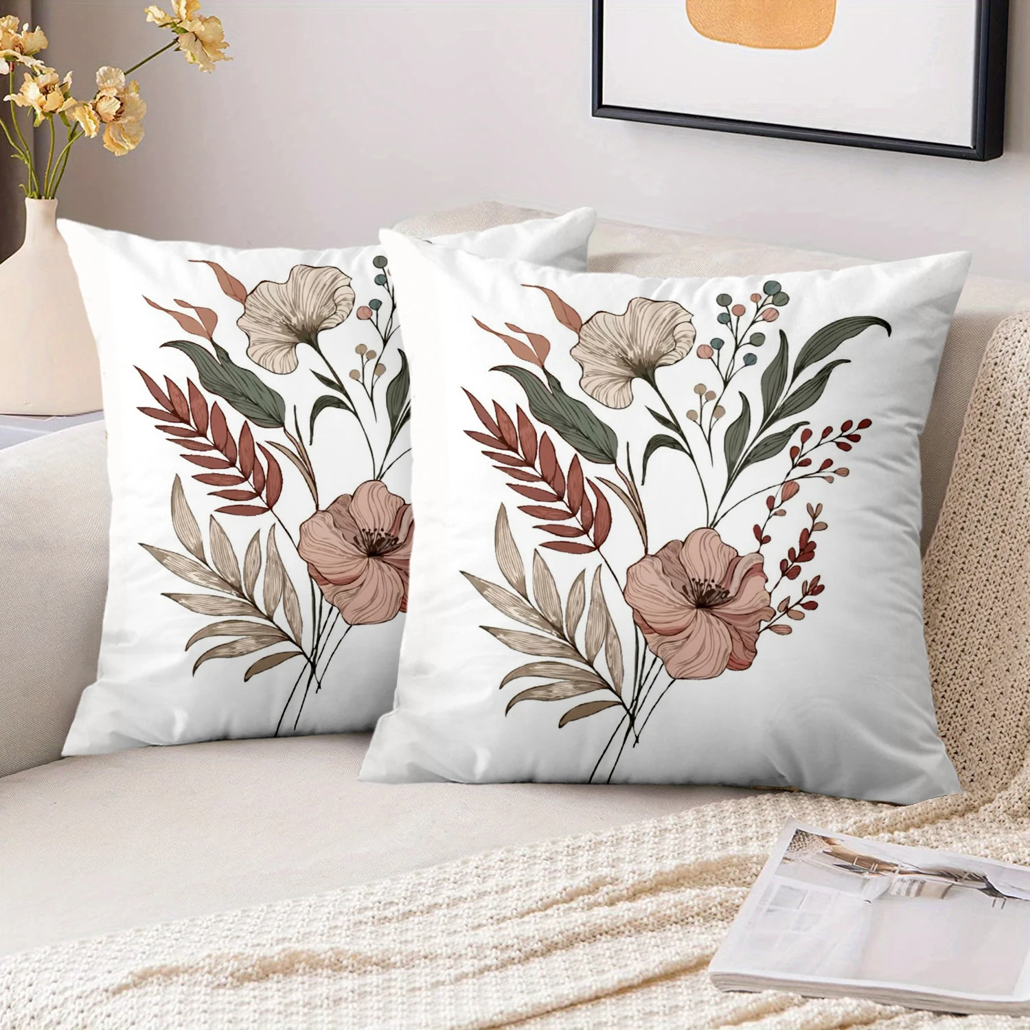 1 Pieces Bohemian Vintage Floral Throw Pillow Covers Pattern Cushion Cover Suitable for Sofa Bedroom Car Pillow Cover