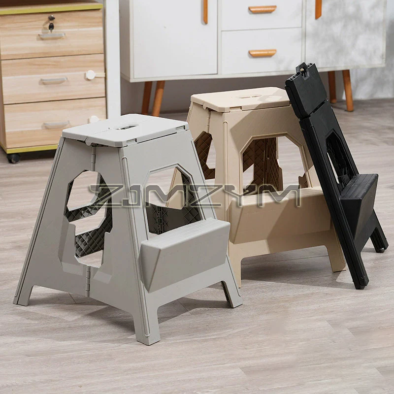 Folding Ladder Step Stool Portable 2 Step Thickened Foldable Plastic Stool Home Kitchen Camping