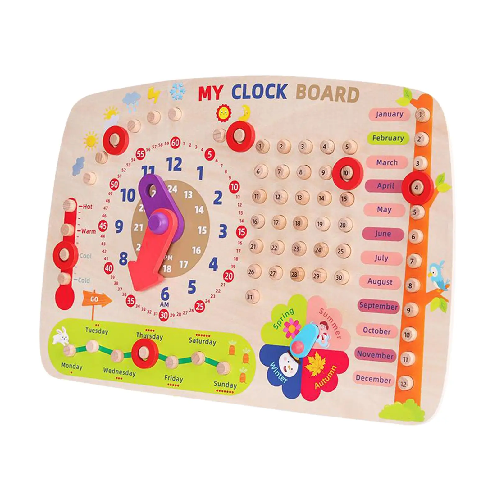 Teaching Calendar Learning Toy Wooden Toys for Age 3+ Kids Learning Toys