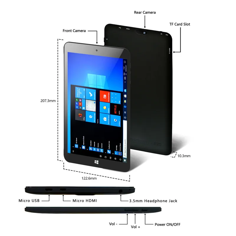 8 INCH Windows 10 Tablet PC System 2GDDR RAM 32GROM Z3735F WIFI Quad Core  Office Work WIFI Dual Cameras