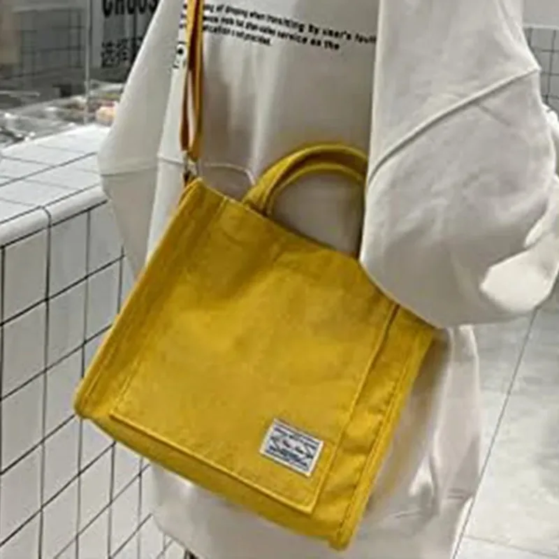 Bolso cuadrado pequeño de pana para mujer, bandolera informal de lona Harajuku a la moda, versión coreana, novedad de 2024