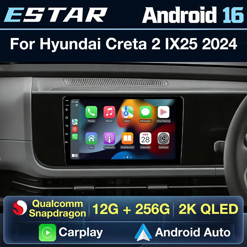 Wireless Carplay Android 16 For Hyundai Creta 2 IX25 2024 Car Radio Octa Core Video Player DTS 360 Camera WIFI DSP BT Stereo RDS
