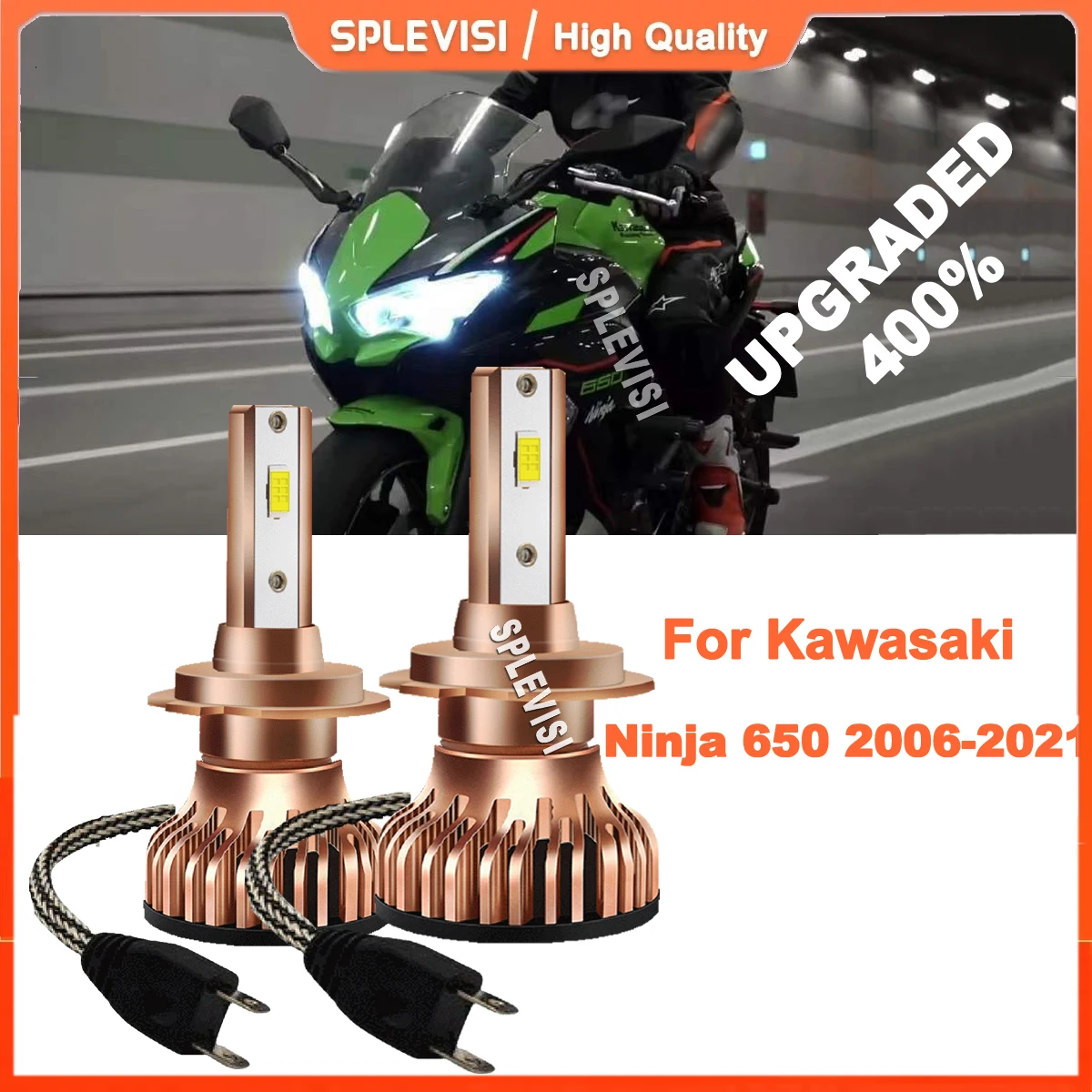 

2x H7 Motorcycle LED Headlight Motorbike Lamp CSP 360° Lighting For Kawasaki Ninja 650 2006-2021 2007 2008 2009 2010 2011 2012