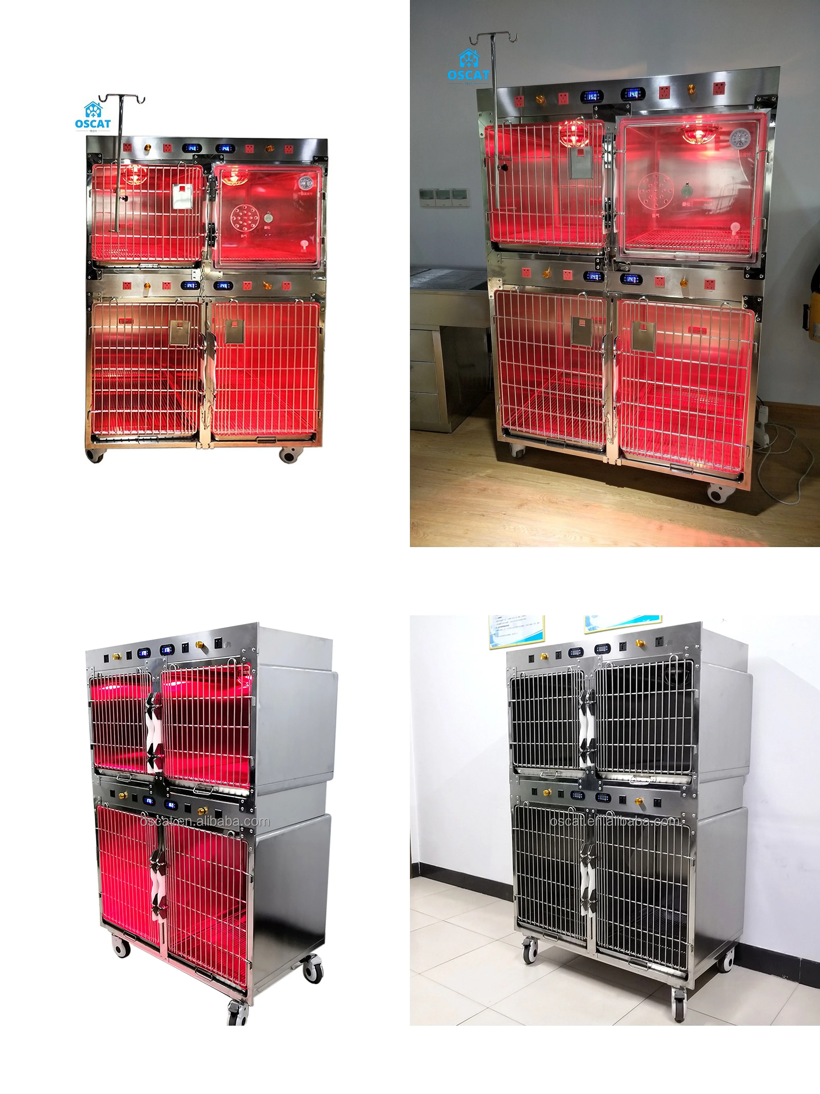 Veterinary Pet Intensive Care Unit Cage Animal Pet with Temperature Control and Oxygen
