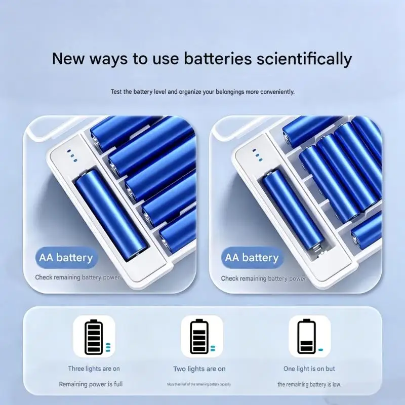 Household Battery Case with Tester Section for Drawer Storage Battery Holder Box 83CF