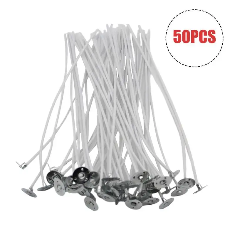 50pcs Wicks For Candlemaking Soy Somethings With Sustainer Cotton Core Waxed Soy Somethings For Making Large Base 15cm Special