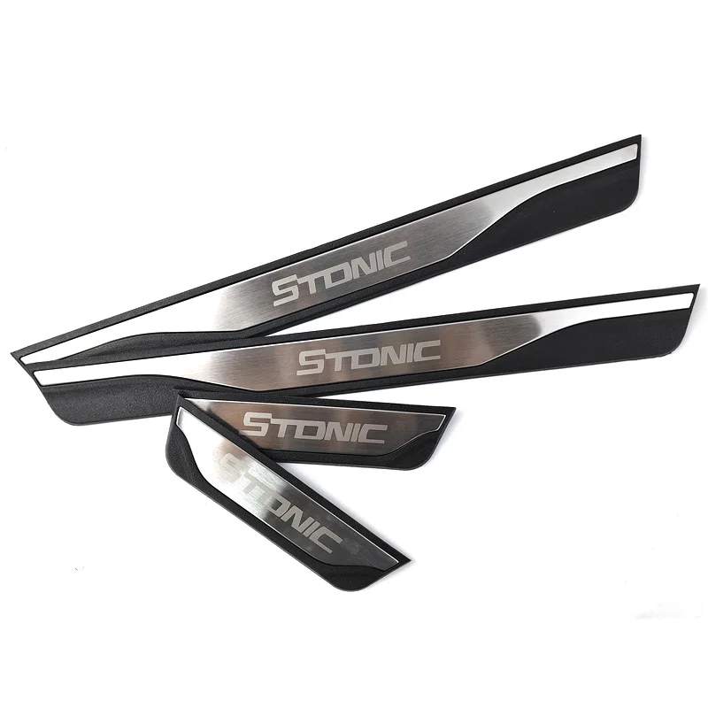 4Pcs/Lot ABS Stainless Steel For 2017-2023 KIA STONIC YB Door Sill Pedal Welcome Scuff Plate Decoration Cover