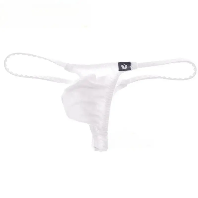 Men's Low Waist Pouch Thong Underwear with Little Belt Decoration Love Sharp Full G-String T-Pants Sexy Men's Briefs