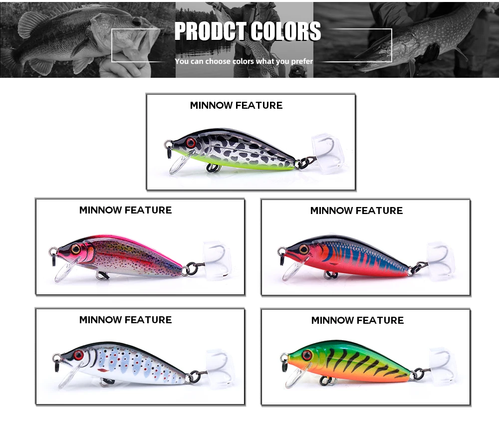 Agoie Sinking Minnow Wobbler 50 mm 5 g harter Jerkbait-Angelköder für Barsch, Forelle, Hecht, realistischer künstlicher Köder – Detail 7