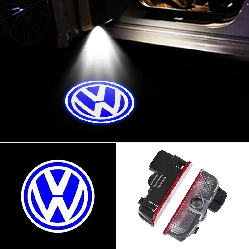 2 Proyectores LED para Puerta de Coche, Luz de Bienvenida con Sombra Fantasma, Accesorios para VW Passat B6 B7 B8 B9 Touareg Golf 5 6 7 GTI R Jetta MK6 MK7