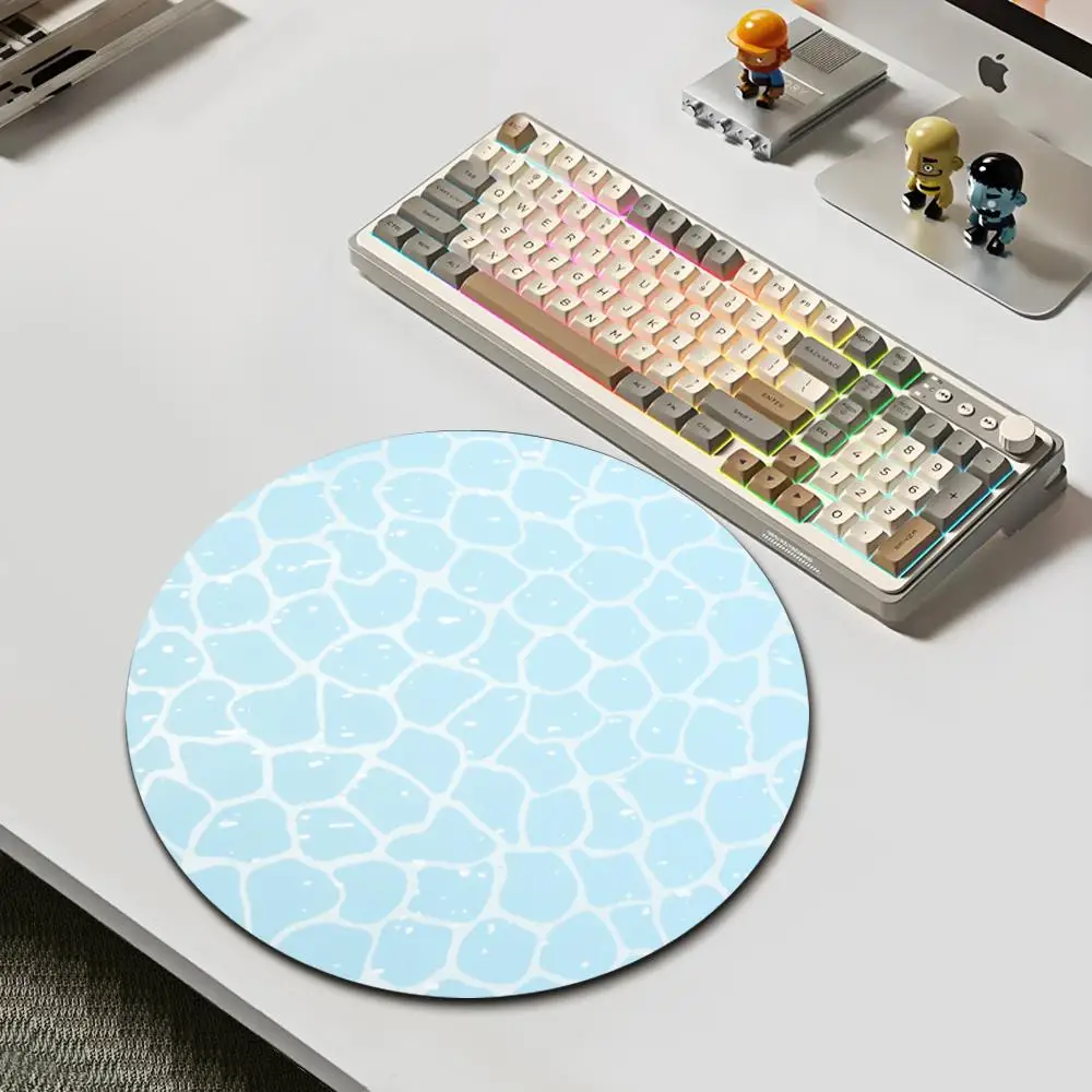 

HYBXAXC Light Blue Water Pattern Round Mouse Pad Non Slip Rubber Desk Mat for Office Home Laptop Gaming Decor