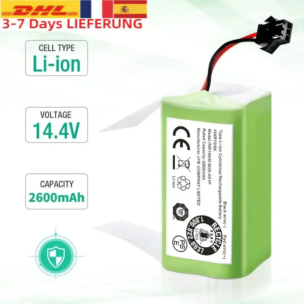 Original 14.4V 2600mAh Replacement Battery for Conga Excellent 990 1090 1790 1990 Deebot N79S N79 DN622 Robovac 11 Tesvor X500