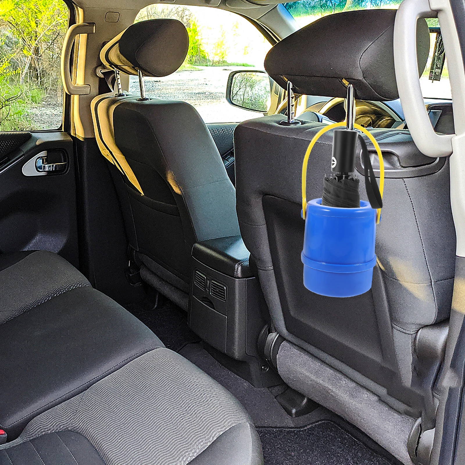 

Folding Car Umbrella Bucket Multifunctional Adjustable Holder For Seat Headrest With Bottle Storage Small Plastic Organizer Auto