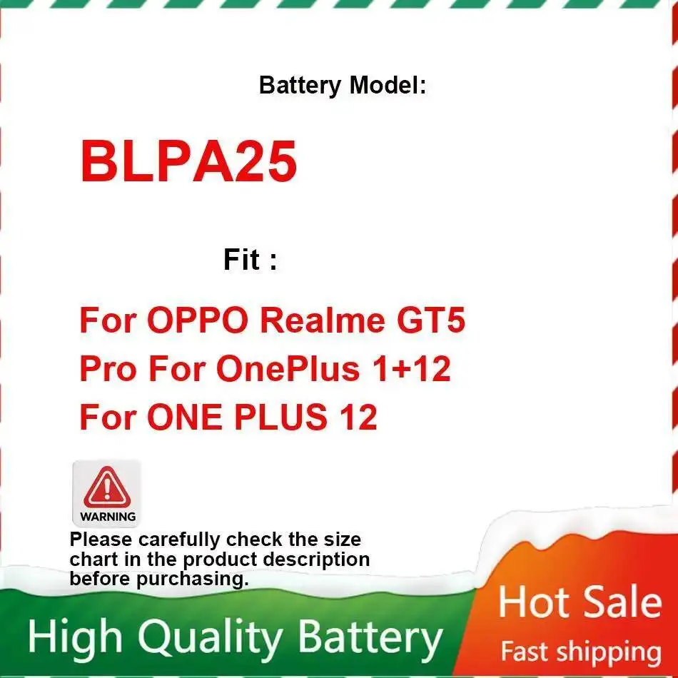 بطارية الهاتف المحمول لـ ممن لهم Realme GT5 Pro Oneplus 1 + 12 One Plus 12 2100Mah قوية BLPA25