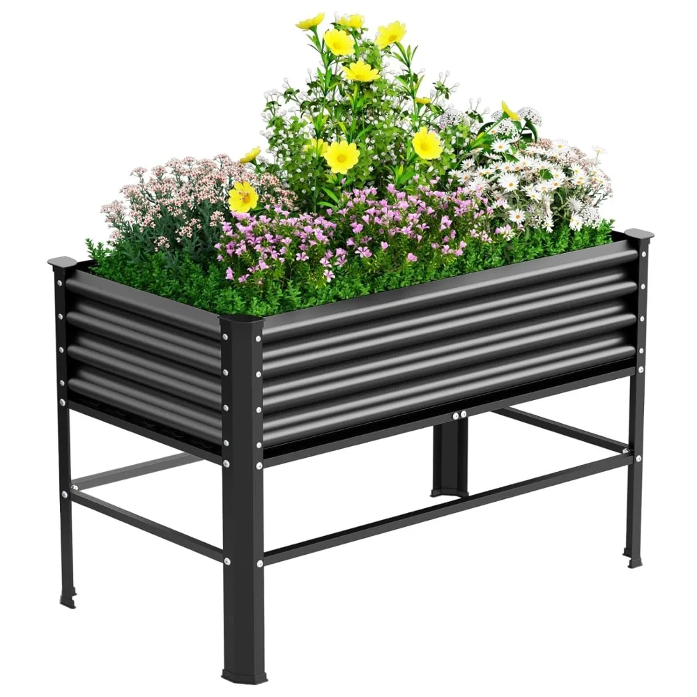 Galvanized Raised Garden Bed with Legs,48×24×32in Large Metal Elevated Raised Planter Box ,Raised Garden Bed,600lb, Customized
