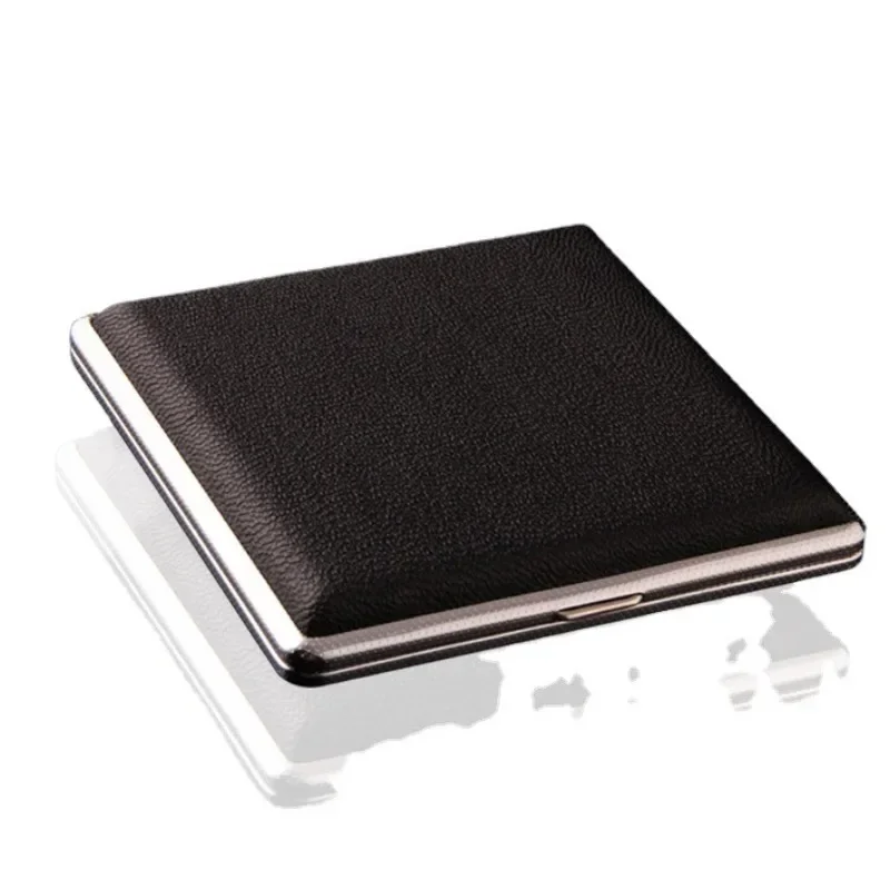 Leather Cigar Cigarette Tobacco Case Holder Pocket Box Storage For 20 Cigars USA box Zinc Alloy + Leather cigarettes case