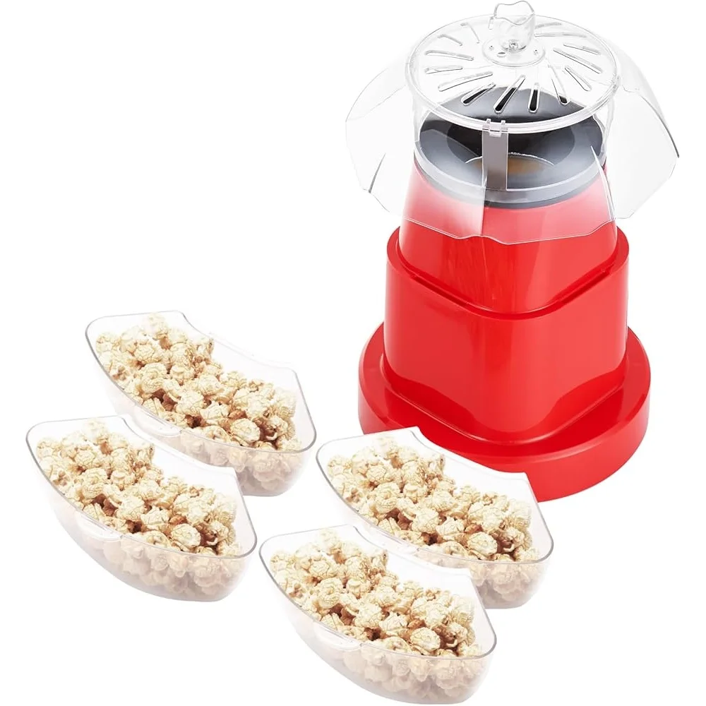 ماكينة صنع الفشار بالهواء الساخن 1200 وات مع 4 أوعية غطاء شفاف لليالي فيلم ظهرت سريعة الفعالة