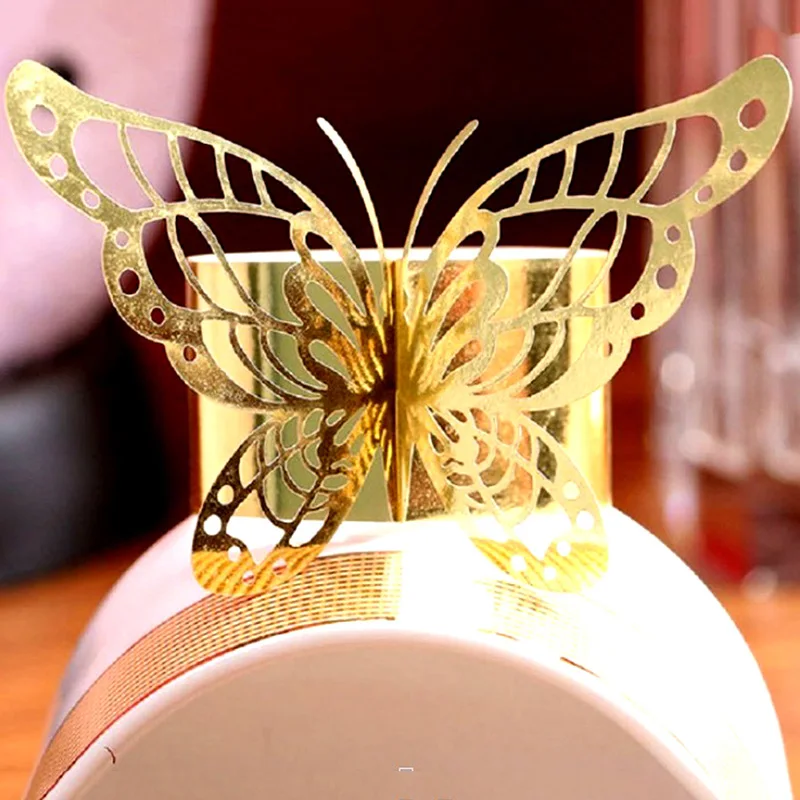

50PCS Butterfly Laser Cut Paper Napkin Ring Holders Napkin Buckle Wedding Banquet Dinner Christmas Home Party Table Decoration