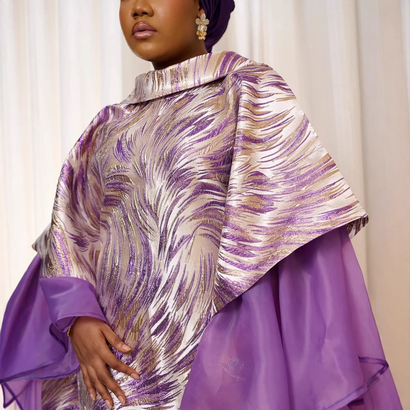 

2025 Latest! African Women Wedding Dress Brocade Embroidery With Bazin Decoration Nigerian Bride or Bridesmaid Boubou Robe