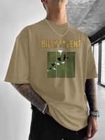 Men's Black T Shirt with Billy Talent Band Print and Birds Design Casual Wear Short Sleeve