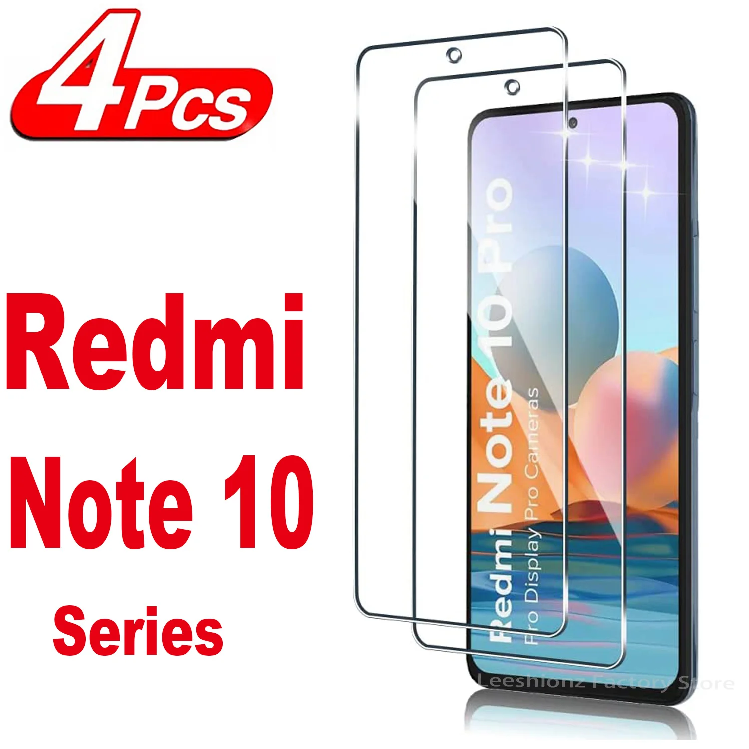 Película de vidro temperado para Xiaomi Redmi Note, protetor de tela, 10S, 10Pro, 5G, 2 pcs, 4pcs