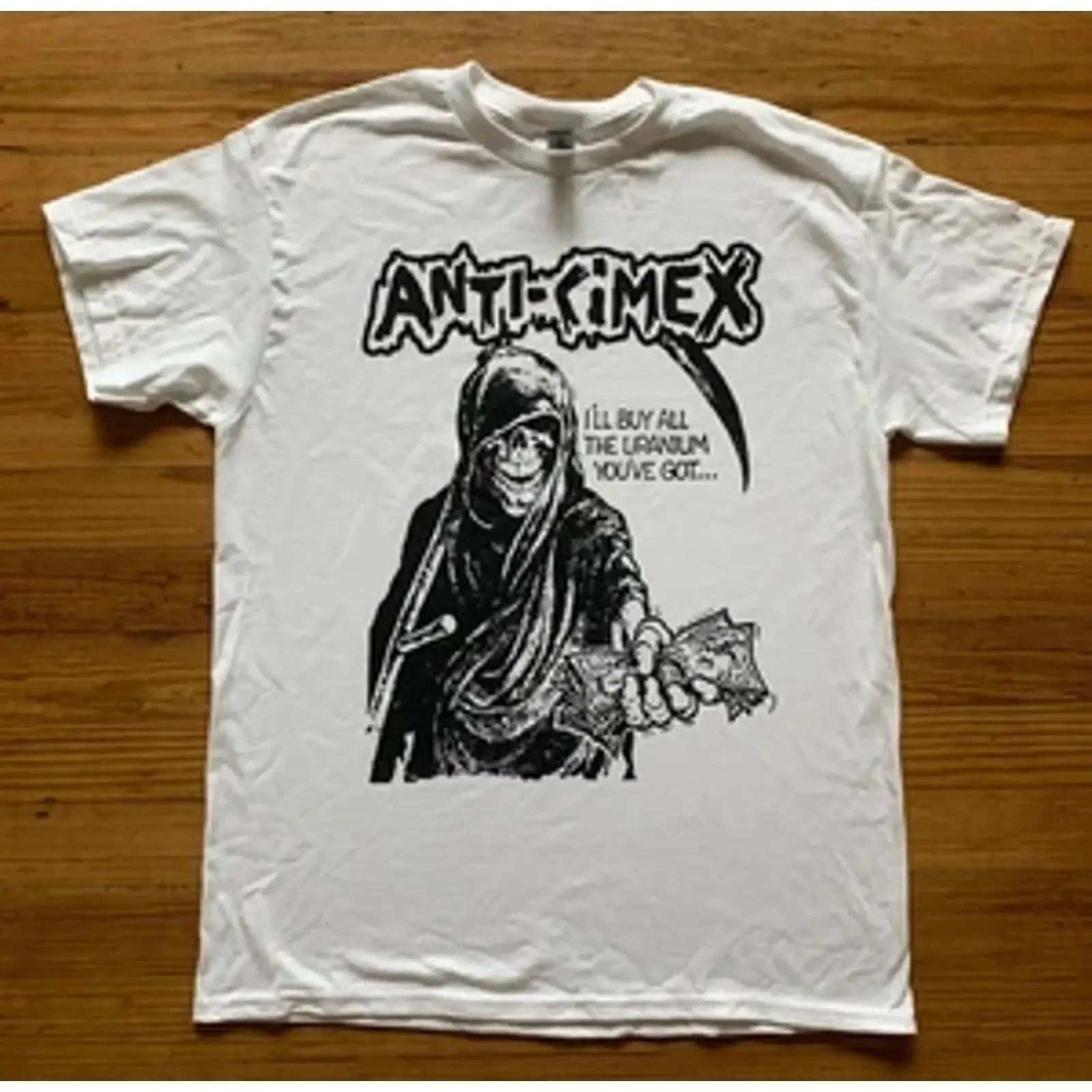 T-shirt Anti Cimex Uranium UNISEXE vintage, graphique délavé, mode streetwear, respirant, confortable, extensible, polyvalent, légèrement